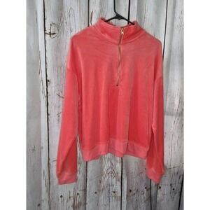 Womens Avia Size M 8-10  Pullover Top Sweatshirt Active Wear Pink Crushed Velvet